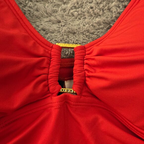 Lauren Ralph Lauren Ring-Detail Over The Shoulder One-Piece Swimsuit Red NWT - Picture 4 of 8